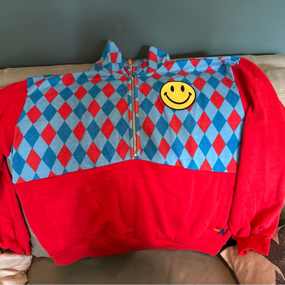 Aviator Nation 1/4 zip sweatshirt smile XL -NEW